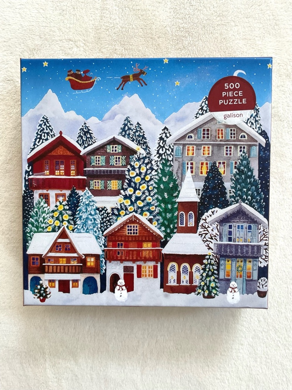 Galison Yuletide Village 500 Pc Puzzle Complete Christmas Winter Scene